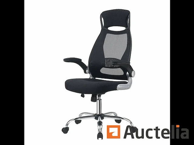 Stoel van zwart draaibaar gaas bureautafel, ergonomisch - afbeelding 4 van  4