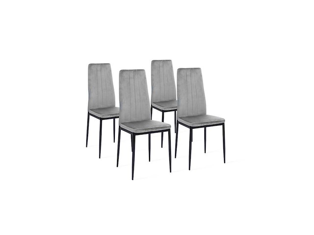 Stoelen - fluweel en zwarte poten (x4) - afbeelding 3 van  9