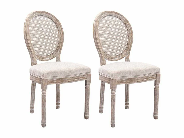 Stoelen - stok, stof & rubberhout - beige (x4) - afbeelding 2 van  17