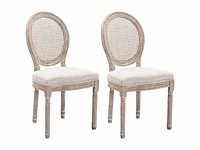 Stoelen - stok, stof & rubberhout - beige (x4) - afbeelding 2 van  17