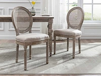 Stoelen - stok, stof & rubberhout - beige (x4) - afbeelding 1 van  17