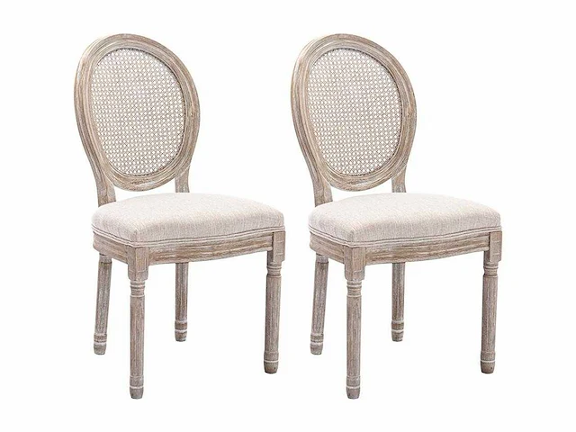 Stoelen - stok, stof & rubberhout - beige (x4) - afbeelding 11 van  17