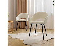 Stoelen met armleuningen - beige fluweel (x4) - afbeelding 2 van  8