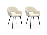 Stoelen met armleuningen - beige fluweel (x4) - afbeelding 3 van  8