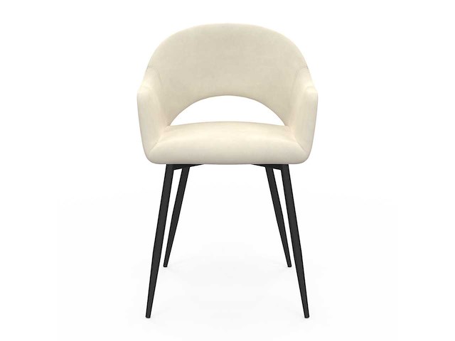 Stoelen met armleuningen - beige fluweel (x4) - afbeelding 4 van  8