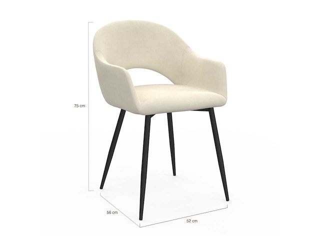 Stoelen met armleuningen - beige fluweel (x4) - afbeelding 6 van  8