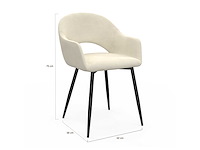 Stoelen met armleuningen - beige fluweel (x4) - afbeelding 6 van  8