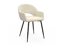 Stoelen met armleuningen - beige fluweel (x4) - afbeelding 7 van  8