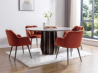 Stoelen met armleuningen - fluweel en metaal - terracotta - door pascal morabito (x4) - afbeelding 1 van  8