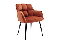 Stoelen met armleuningen - fluweel en metaal - terracotta - door pascal morabito (x4) - afbeelding 4 van  8