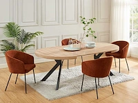Stoelen met armleuningen in stof en metaal - terracotta (x8) - afbeelding 1 van  8