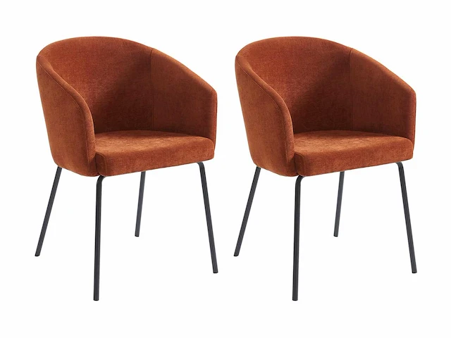 Stoelen met armleuningen in stof en metaal - terracotta (x8) - afbeelding 2 van  8