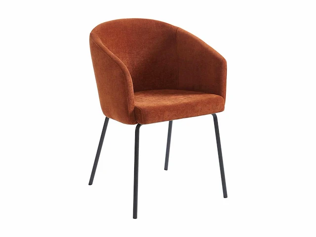 Stoelen met armleuningen in stof en metaal - terracotta (x8) - afbeelding 4 van  8