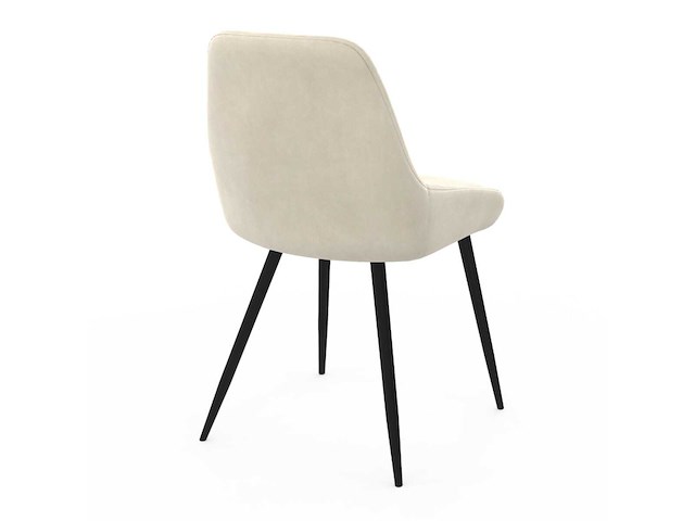 Stoelen met metalen poten - beige fluweel (x6) - afbeelding 6 van  8