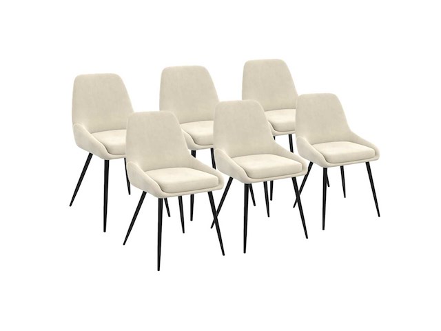 Stoelen met metalen poten - beige fluweel (x6) - afbeelding 7 van  8