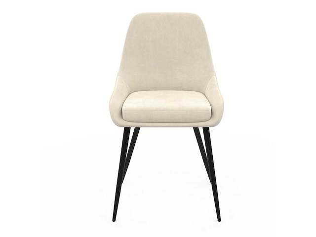 Stoelen met metalen poten - beige fluweel (x6) - afbeelding 3 van  8