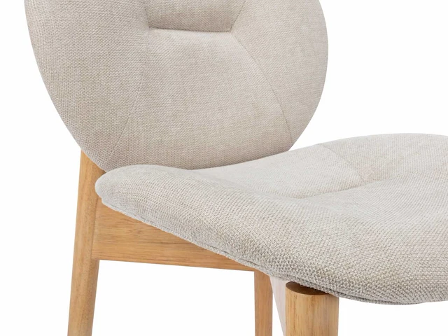 Stof en rubberwood stoel - beige (x4) - afbeelding 5 van  8
