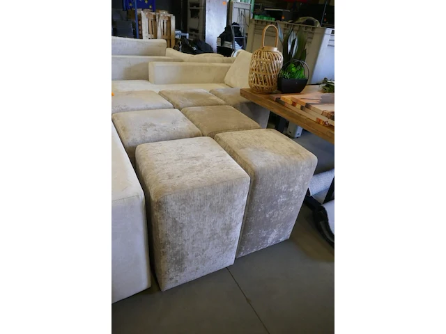 Stoffen poefen 7 stuks beige kleur - afbeelding 2 van  3