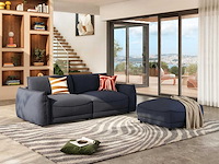 Stoffen voetenbankje - marineblauw - afbeelding 1 van  5