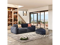 Stoffen voetenbankje - marineblauw - afbeelding 2 van  5