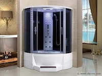 Stoomcabine met whirlpool massagebad - halfrond - wit bad - afbeelding 1 van  10