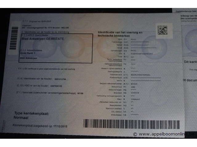 Straatveegmachine ravo 540, bj 2015, chassisnummer xl95f6hb7fa020382, veeguren 3726, inschrijvingsbewijs i+ii, gelijkvomigheidsattest - afbeelding 6 van  18