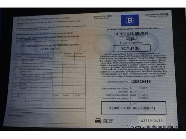 Straatveegmachine ravo 540, bj 2015, chassisnummer xl95f6hb7fa020382, veeguren 3726, inschrijvingsbewijs i+ii, gelijkvomigheidsattest - afbeelding 7 van  18