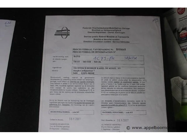 Straatveegmachine ravo 540, bj 2015, chassisnummer xl95f6hb7fa020382, veeguren 3726, inschrijvingsbewijs i+ii, gelijkvomigheidsattest - afbeelding 9 van  18
