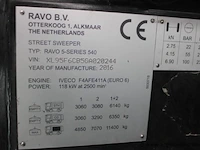 Straatveegmachine ravo 540, datum 1ste inschrijving 18/8/2016, chassisnummer xl95f6cb5ga020244, veeguren 2862, inschrijvingsbewijs i+ii, gelijkvormigheidsattest, zichtbare schade wo carroserie - afbeelding 2 van  15