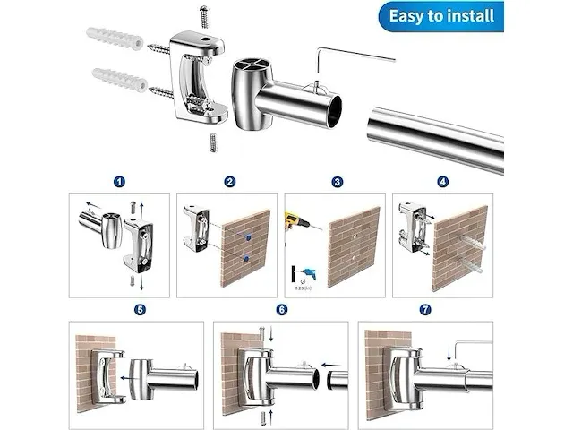 Strength enemy verstelbare gebogen douchegordijnstang (110-180cm) - afbeelding 3 van  6