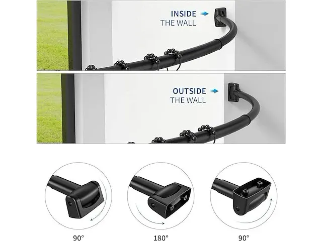 Strength enemy verstelbare gebogen douchegordijnstang (110-180cm) - afbeelding 2 van  6