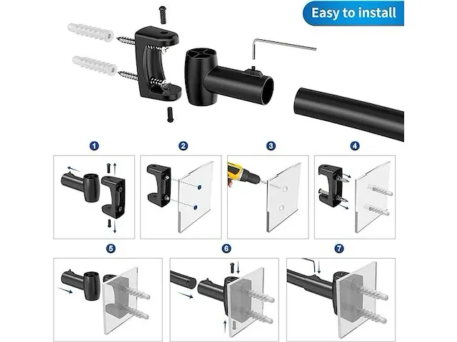 Strength enemy verstelbare gebogen douchegordijnstang (110-180cm) - afbeelding 5 van  6