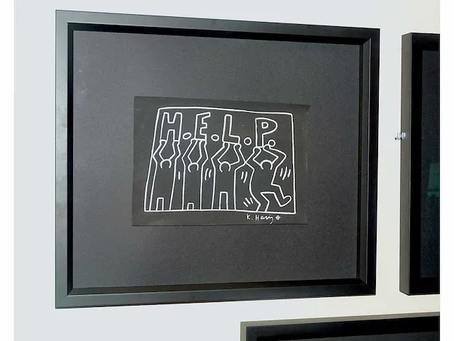 Subway drawing ny 'h.e.l.p.' - keith haring (gecertificeerd) - afbeelding 1 van  4