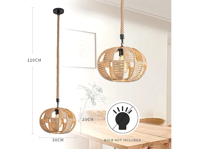 Sucikorio hanglamp henneptouw e27 - afbeelding 2 van  4