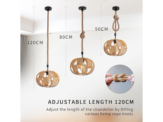 Sucikorio hanglamp henneptouw e27 - afbeelding 3 van  4