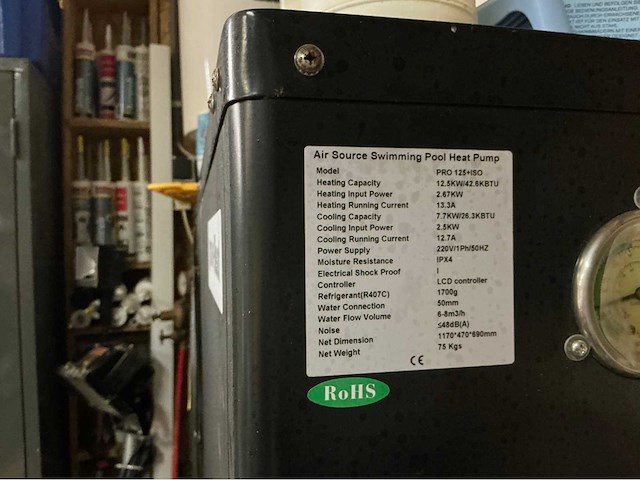 Sun + heat pro 125+iso warmptepomp 12,5kw installatiematerialen voor zwembaden - afbeelding 4 van  7