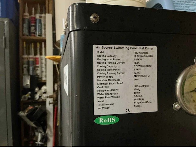 Sun + heat pro 125+iso warmptepomp installatiematerialen voor zwembaden - afbeelding 4 van  7