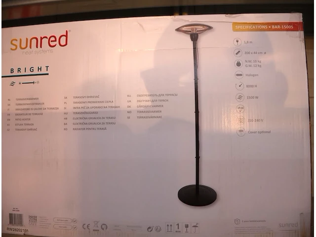 Sunred heater barcelona bright standing 1500 - afbeelding 5 van  7