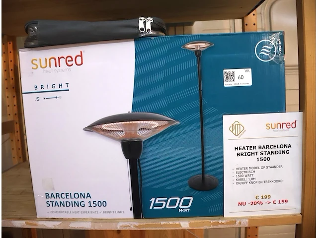 Sunred heater barcelona bright standing 1500 - afbeelding 1 van  4