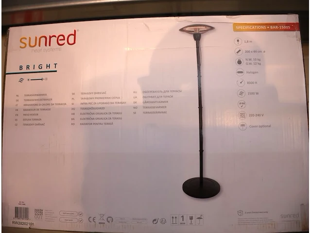 Sunred heater barcelona bright standing 1500 - afbeelding 2 van  4