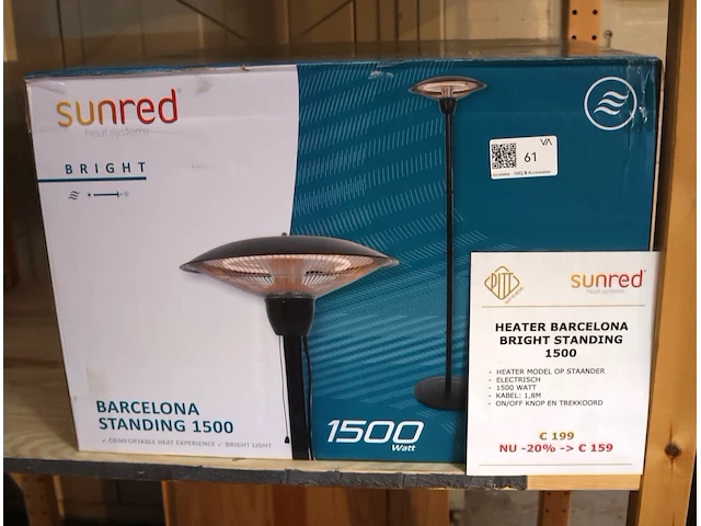 Sunred heater barcelona bright standing 1500 - afbeelding 1 van  3