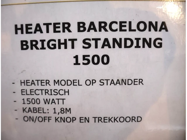 Sunred heater barcelona bright standing 1500 - afbeelding 3 van  3
