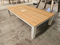 Suns alu salontafel lagoon frame wit - teak brede latten 140 x 75cm - afbeelding 1 van  5