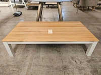 Suns alu salontafel lagoon frame wit - teak brede latten 140 x 75cm - afbeelding 2 van  5