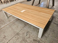 Suns alu salontafel lagoon frame wit - teak brede latten 140 x 75cm - afbeelding 4 van  5