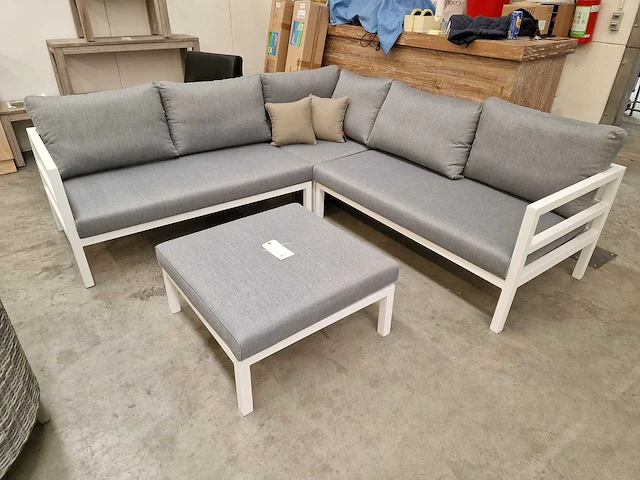 Suns barolo alu lounge hoekset wit inclusief olefin zitkussens - afbeelding 1 van  6