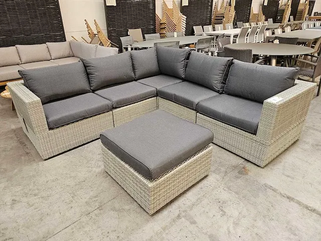Suns fiona hoeklounge set met rechte hoek wicker witgrijs - afbeelding 1 van  6