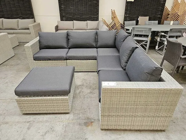 Suns fiona hoeklounge set met rechte hoek wicker witgrijs - afbeelding 2 van  6