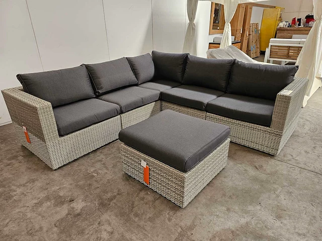 Suns fiona hoeklounge set met rechte hoek wicker witgrijs - afbeelding 1 van  6