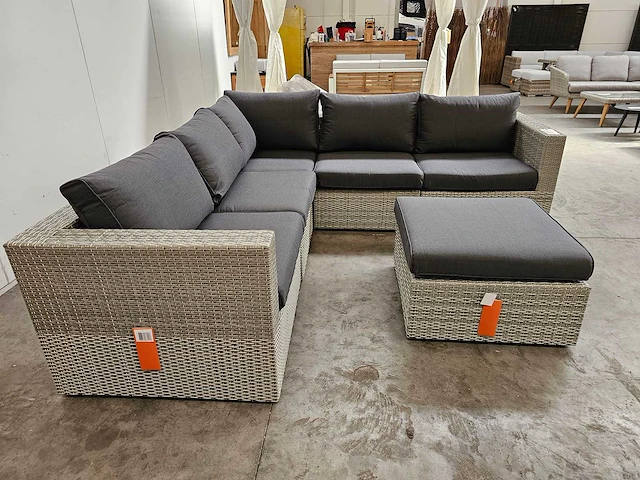 Suns fiona hoeklounge set met rechte hoek wicker witgrijs - afbeelding 2 van  6